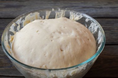 Ekmek ve pizza için maya hamuru büyüdü ya da test edildi