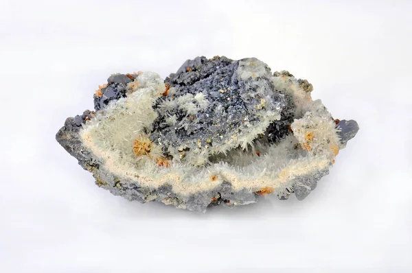 Κρύσταλλοι Χαλαζία Ψευδαργύρου Μείγμα Και Συσσωμάτωμα Κρυστάλλων Σιδηροπυρίτη — Φωτογραφία Αρχείου