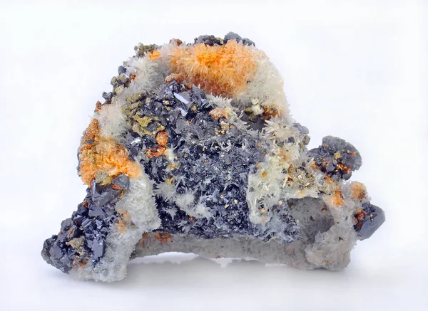 Kvartkristaller Zink Blandning Och Vackra Pyrite — Stockfoto