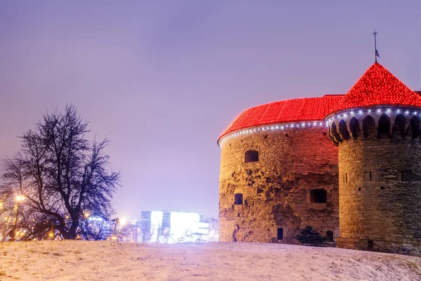 Ночной Вид Улицу Таллинн Эстония — стоковое фото