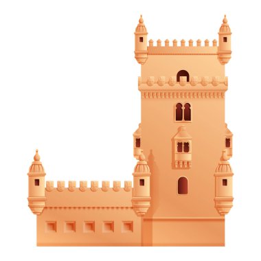 Portekiz 'de Lizbon' un belem kulesi, vektör illüstrasyonu