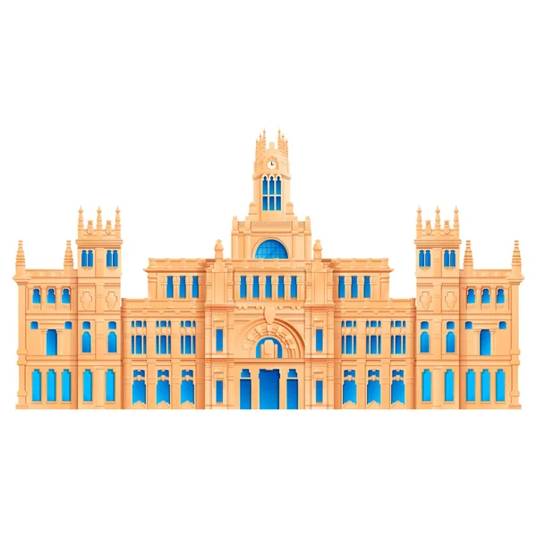 Plaza de cibeles mérföldkő madrid Spanyolországban, vektor illustratio — Stock Vector