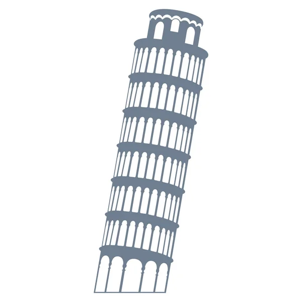 Silhouet leunende scheve toren van pisa, vector illustratie — Stockvector