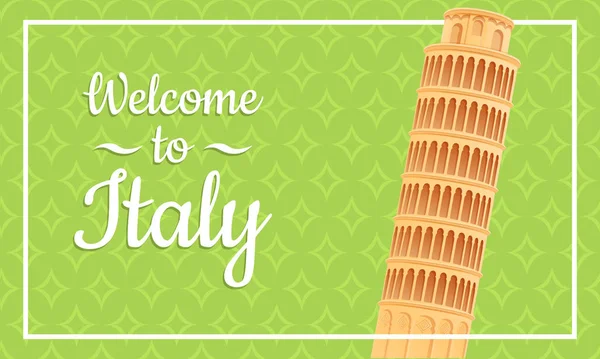 Cartoon card welcome to Italy, vector illustration — Stock Vector