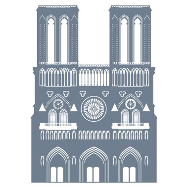 Paris, Fransa 'daki Notre dame Katedrali' nin siluet simgesi.