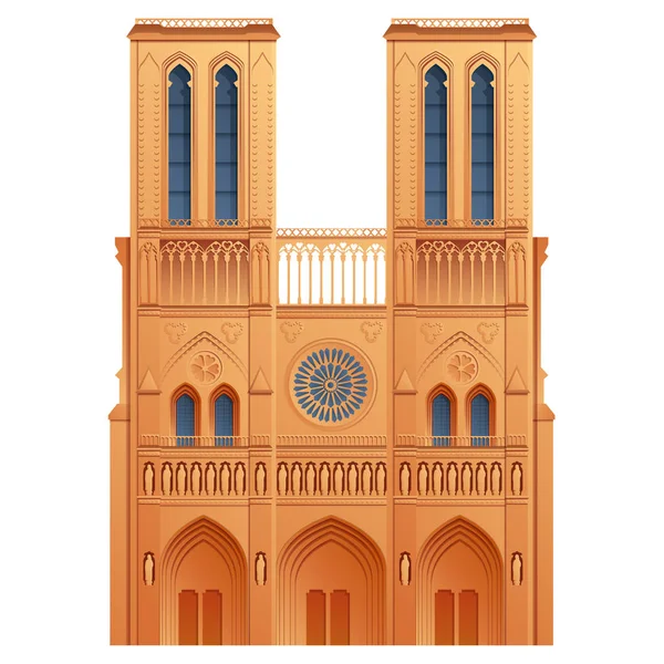 Ícone dos desenhos animados da catedral de Notre Dame em Paris, marco francês , — Vetor de Stock