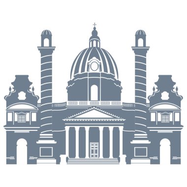 Avusturya 'daki Karlskirche Kilisesi Viyana simgesi, vektör illüstrati