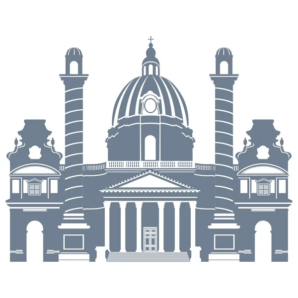 Karlskirche templom Bécs látnivaló Ausztriában, vektor illusztrati — Stock Vector