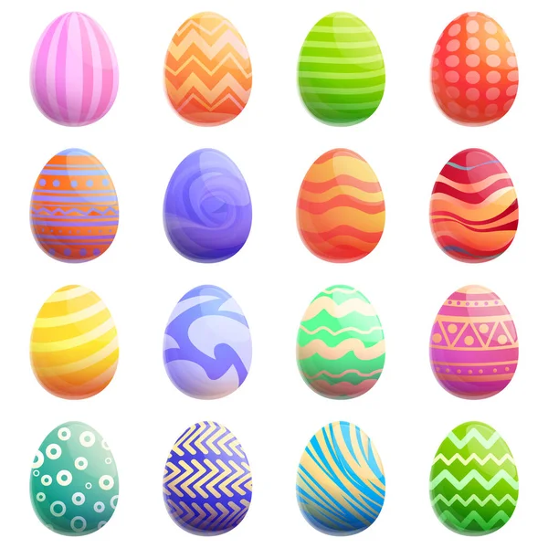 Conjunto Dibujos Animados Hermosos Huevos Pascua Vector Ilustración — Vector de stock