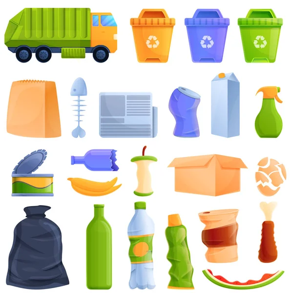 Cartoon Icon Set Topic Trash Vector Illustration — Stock Vector