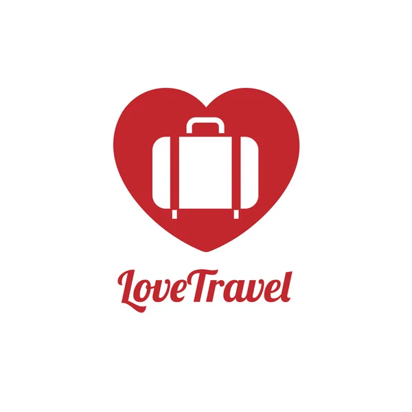 Podróżnik, podróży torba wektor ikona logo miłość — Wektor stockowy