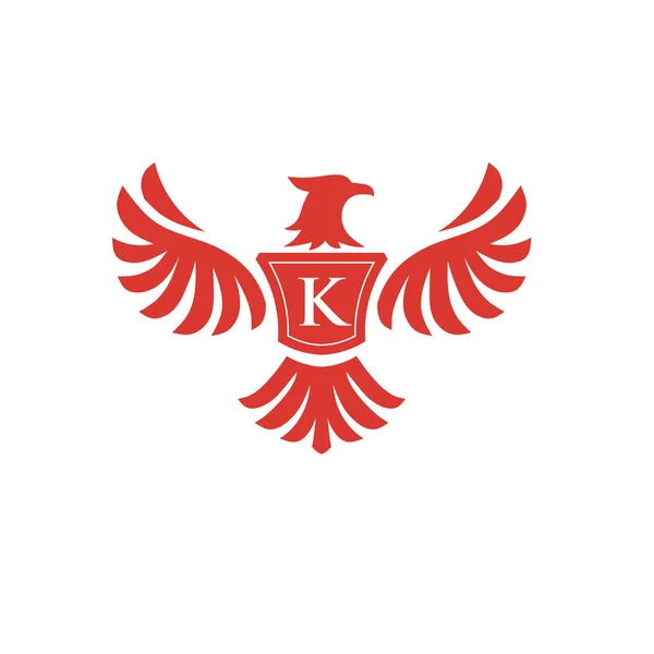 Fénix elegante con la letra K logo — Vector de stock