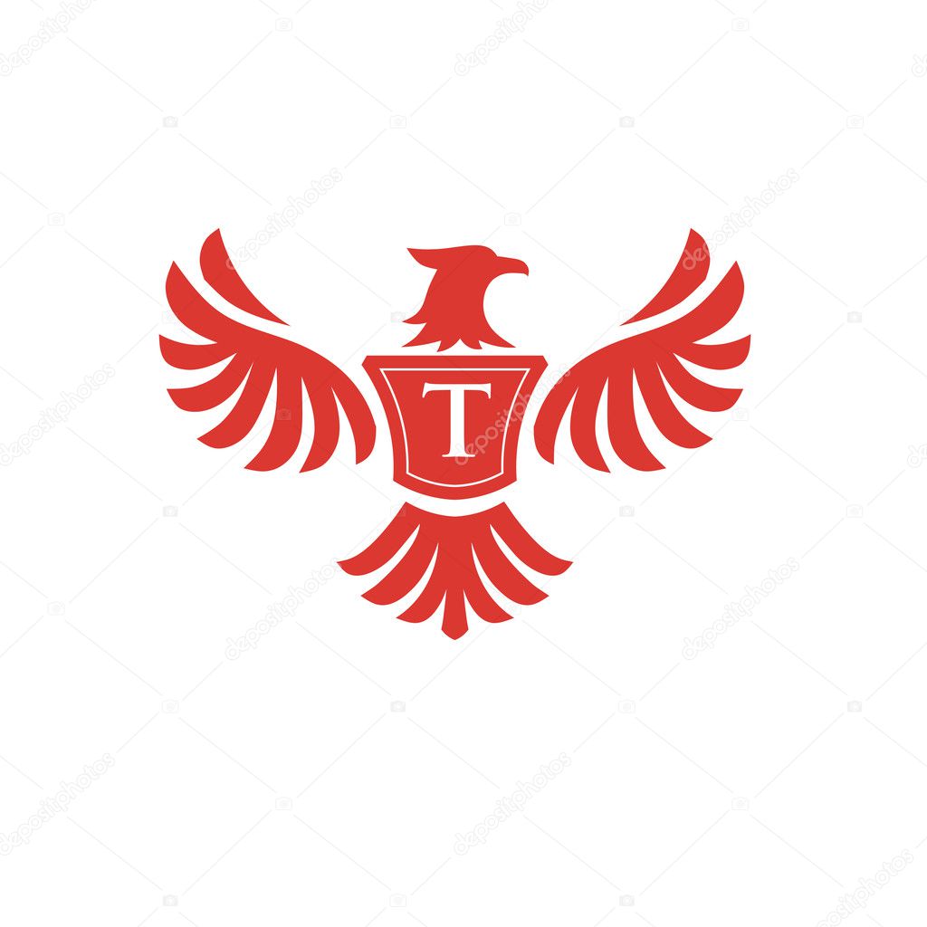 Elegant phoenix with letter T consulting logo concept, eagle with letter T logo concept