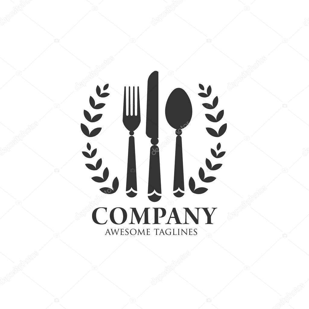 Eat logo with vintage and classy style with spoon knife and fork icon, template logo for restaurants, cafe, fast food