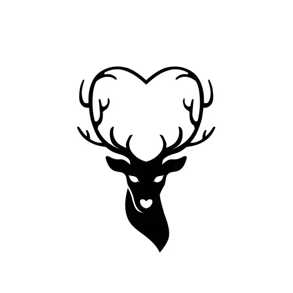 Testa di cervo con corna amore — Vettoriale Stock