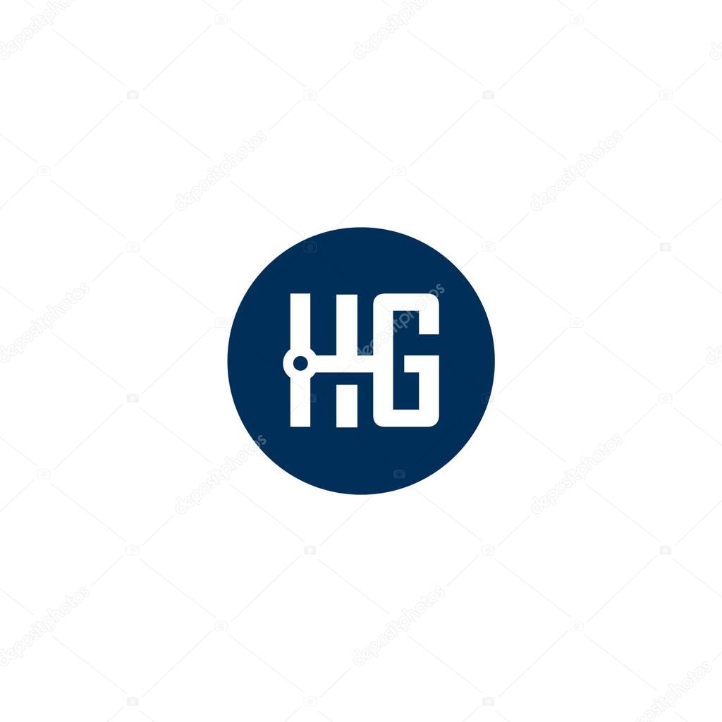 HG letter logo circle design vector illustration template, H letter logo vector, letter H and G logo vector, creative Letter HG letter logo