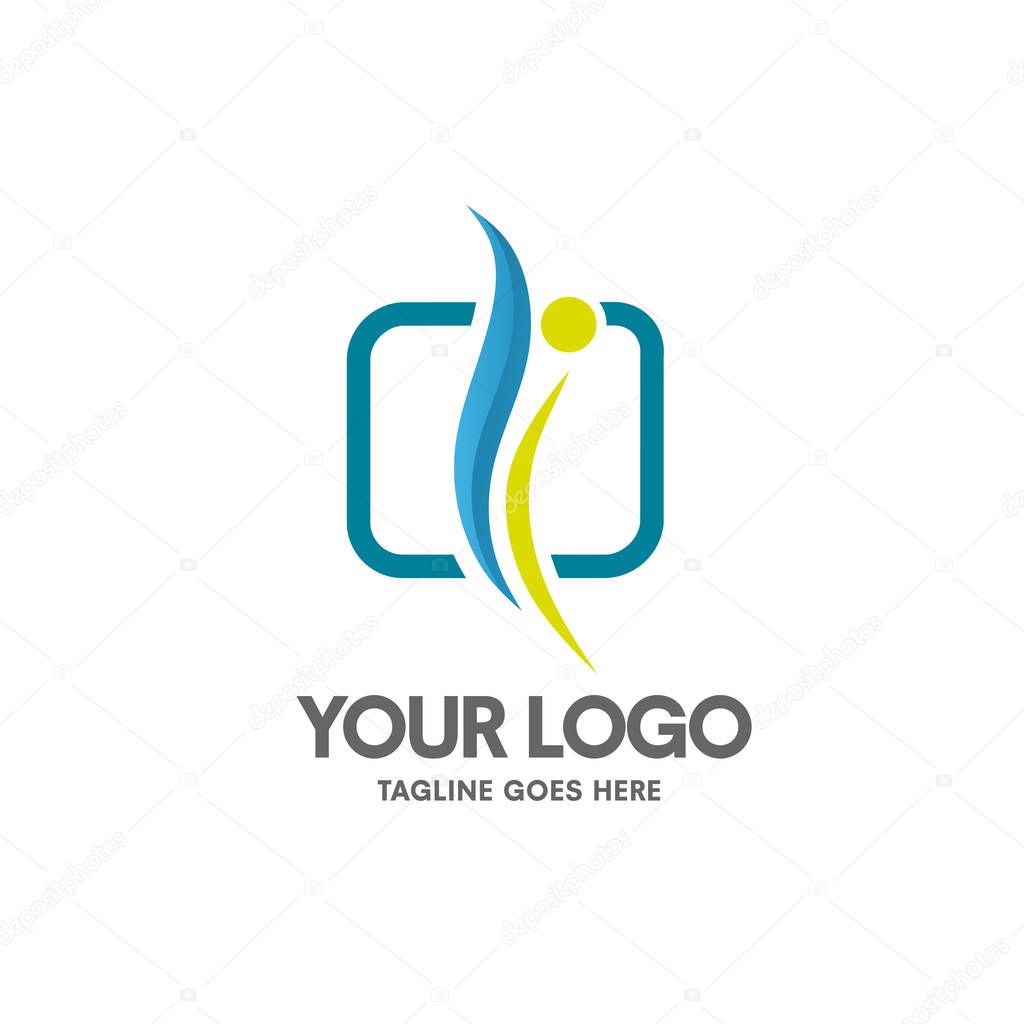 Health coaching logo vector, fitness and health logo concept, coaching sport vector, simple human figure