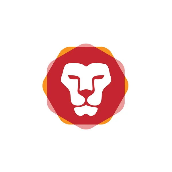 Κεφάλι λιονταριού με πολύχρωμα εξάγωνο λογότυπο — Διανυσματικό Αρχείο