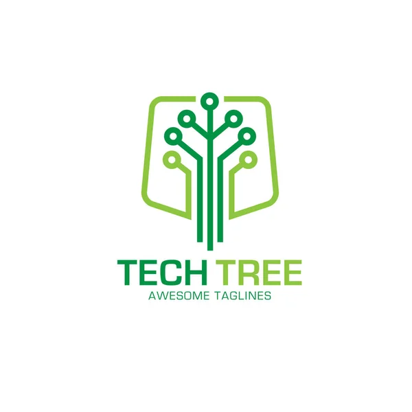 Tech albero logo concetto — Vettoriale Stock