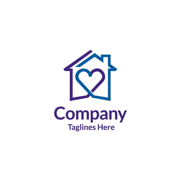 Vetor de logotipo de casa e coração, vetor de logotipo de casa — Vetor de Stock