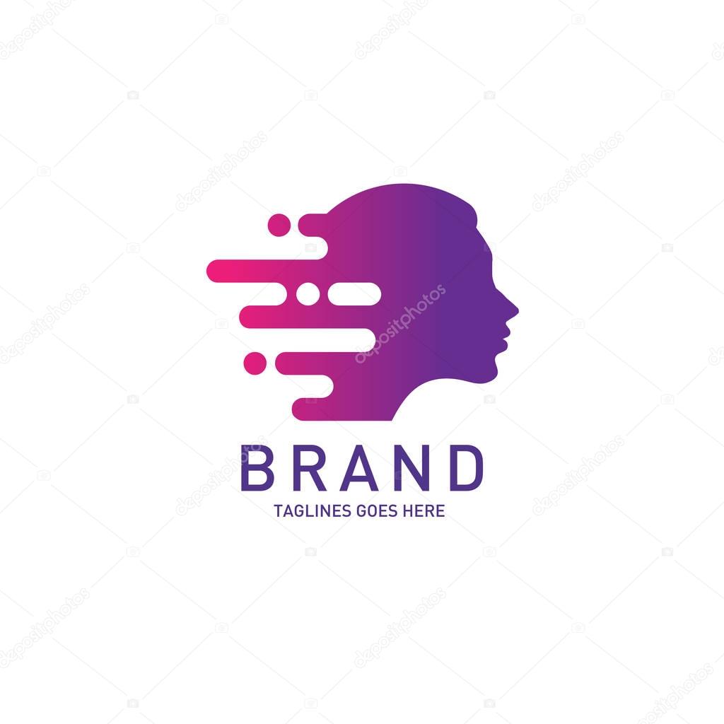 Creative woman head logo Brain, Creative mind, learning and design icon, Man head, people symbol, styles head vector