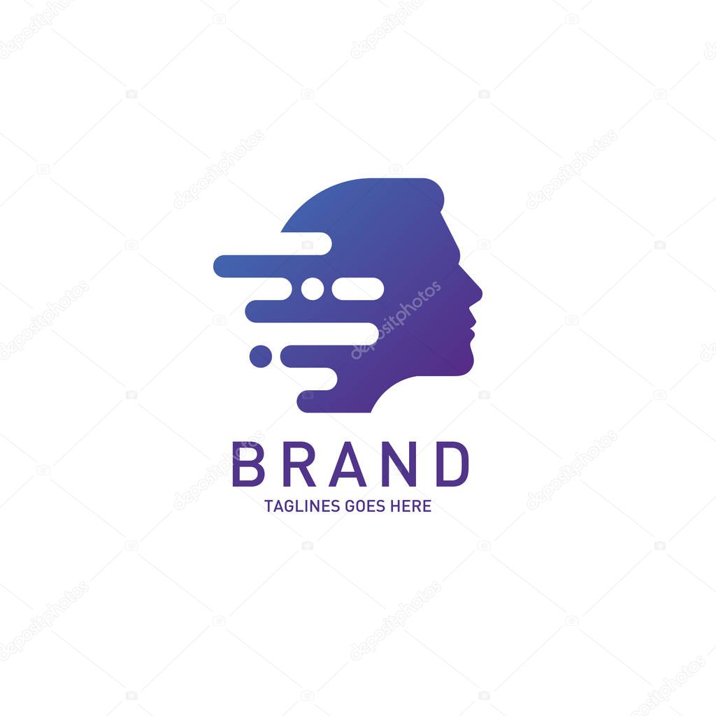 creative man head logo Brain