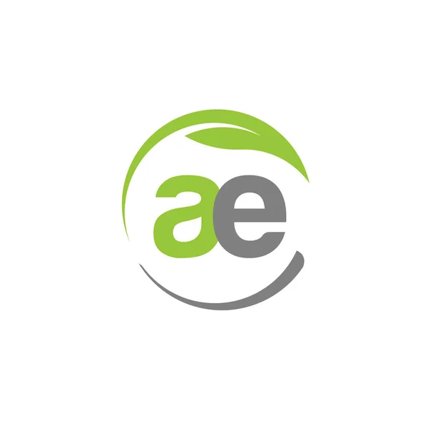 Креативний лист AE з логотипом зеленого листа — стоковий вектор