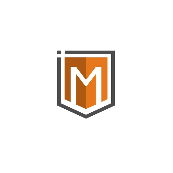 Carta M escudo logotipo — Vetor de Stock