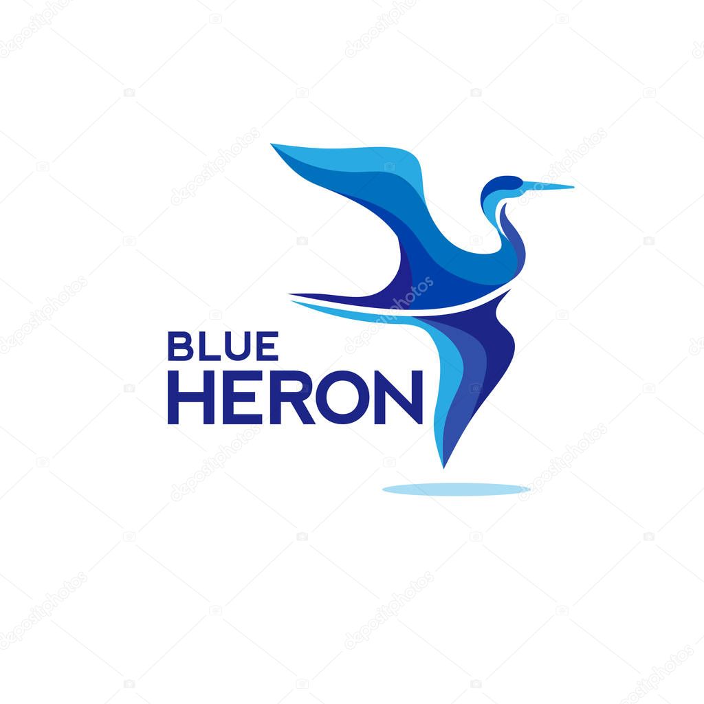 flying blue heron