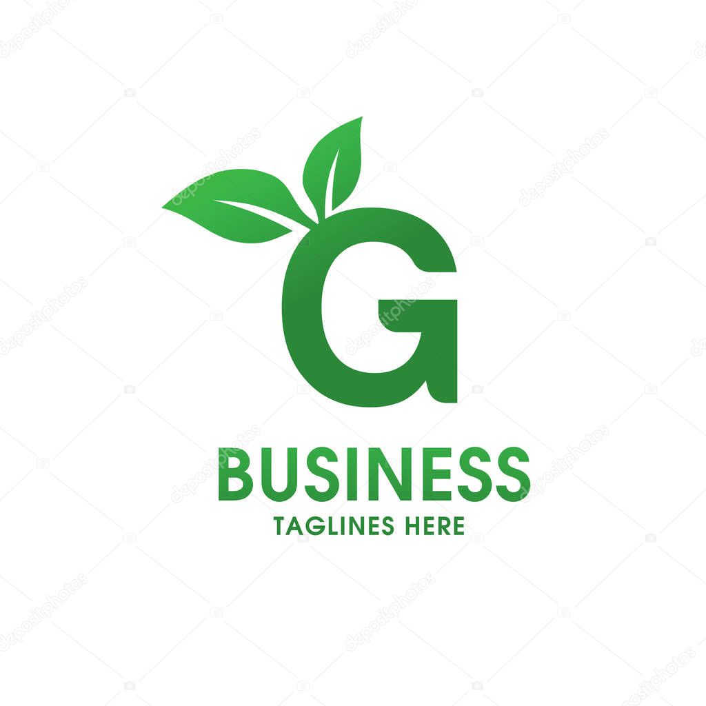 Letter G Eco Logo Isolated On White Background Organic Bio Logo With A Leaf Of Sprout Grass For Corporate Style Of Company Or Brand On Letter G Premium Vector In Adobe