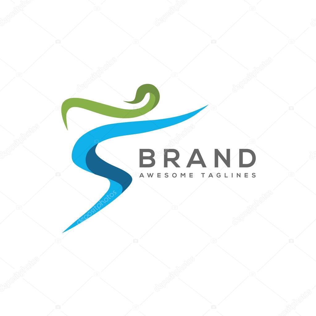 Abstract human body symbol with colorful concept . Sport fitness medical or health care center logo design concept.