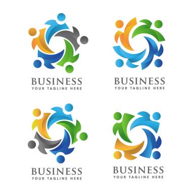 Teamwork and social community Logo set  clipart