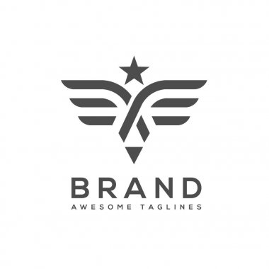 En iyi kanat logo basit vektör yıldız ile 