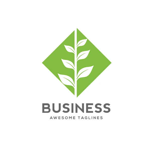 Yaprak yeşil kare logosu — Stok Vektör