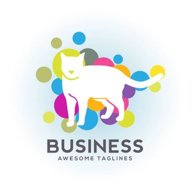 white cat bubble color logo clipart