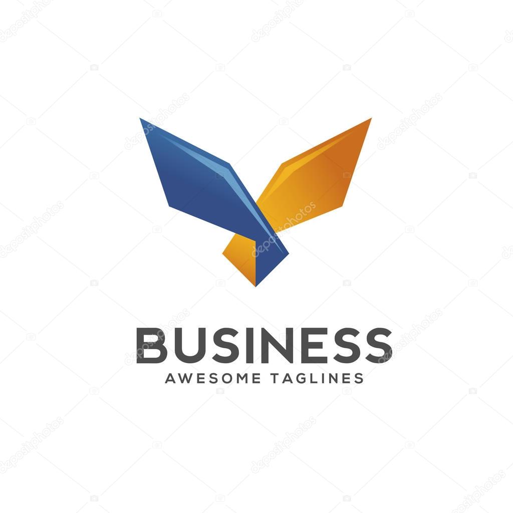 Abstract wings logo vector - wings vector business logo template concept illustration in flat color style. Colored design element.