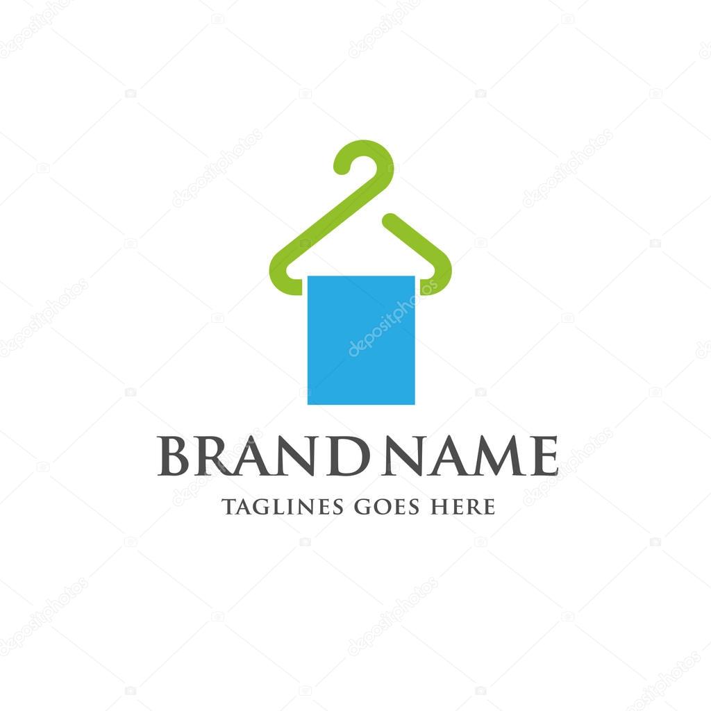 Hanger And Cloth line logo vector,wiping towel on a hanger logo