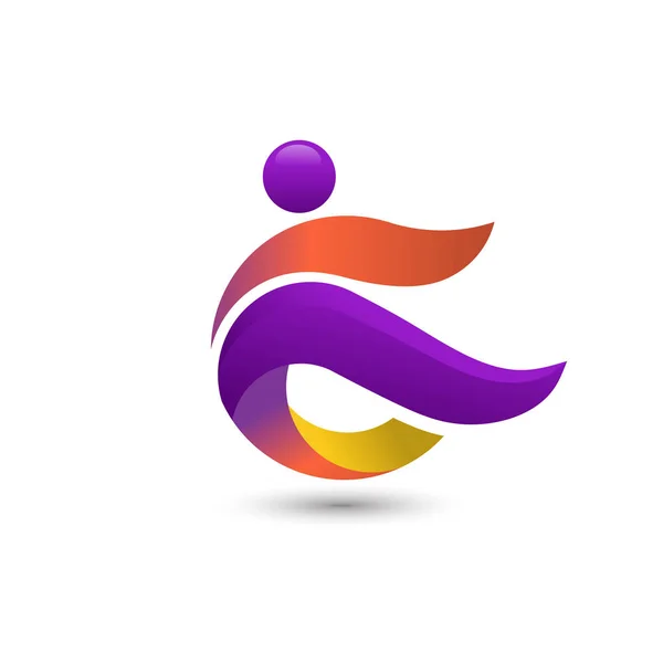 Színes emberek logó, coach fitness logo fogalom — Stock Vector