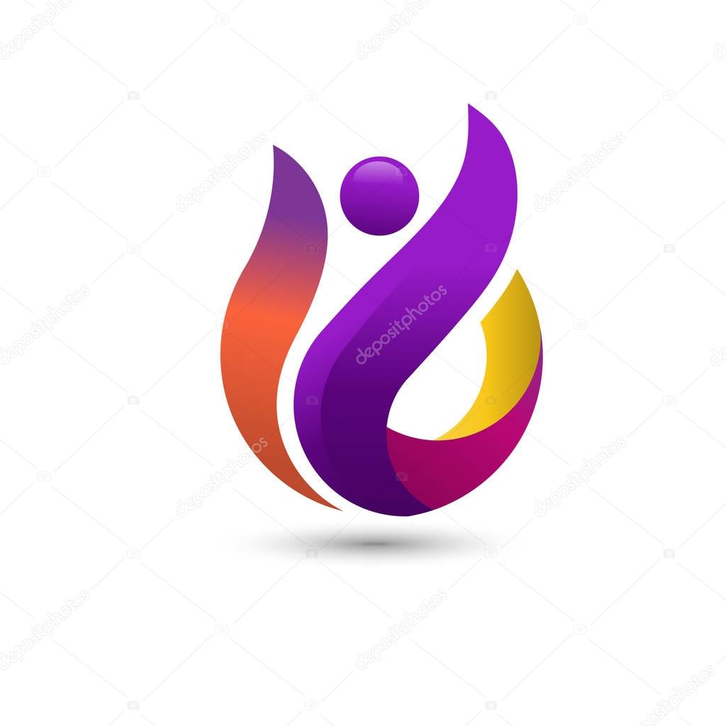 Simple concept for colorful people logo. abstract People colorful logo, health care logo vector, coach fitness logo concept