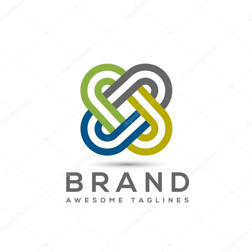 Abstract connect color business company logo. Corporate identity design element. Social media, internet, network integrate, technology interaction concept