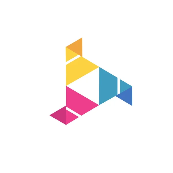 Logotipo abstracto del triángulo, logotipo creativo del juego de los medios — Vector de stock