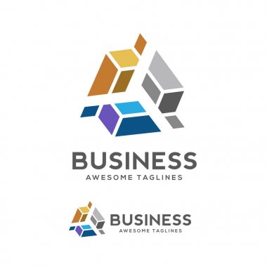 eğri 3d soyut mücevher renk logo, teknoloji 3d logo soyut