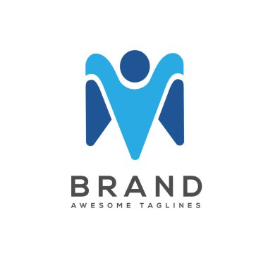  En iyi yaratıcı M harfiyle soyut insan logosu