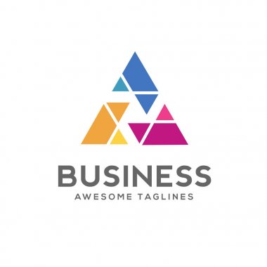Soyut üçgen logosu, yaratıcı medya oyun logosu, vektör logosu illüstrasyonu, medya logosu, Play logosu, Player logosu, Movie player logosu, Multimedia logosu, Audio müzik logosu