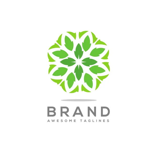 Conceito Logotipo Círculo Verde Ilustração Folha Verde Com Estilo Círculo — Vetor de Stock