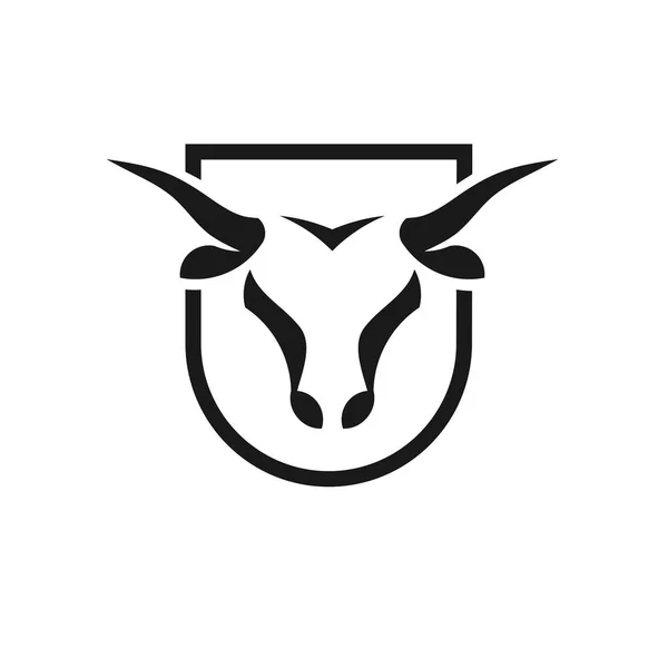 Концептуальная Иллюстрация Логотипа Черного Щита Головы Быка Логотип Головы Буффало — стоковый вектор