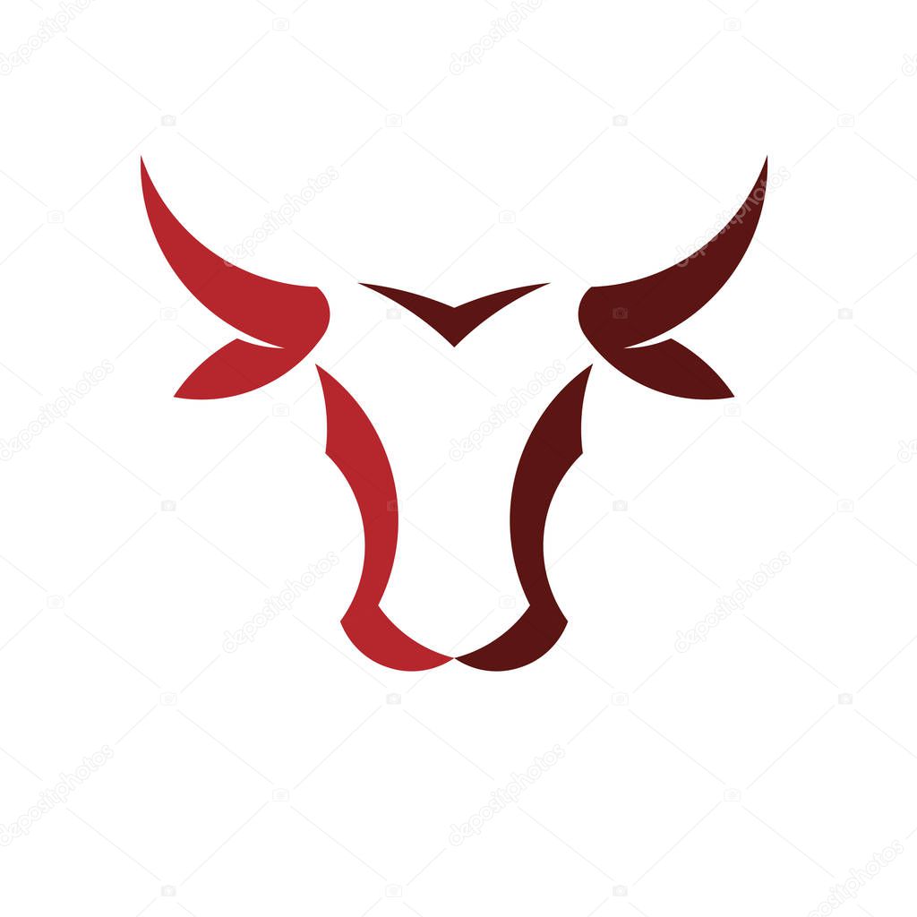 Abstract simple Bull head vector logo concept illustration, Buffalo head logo,Taurus head logo.  bull Animal logo sign,