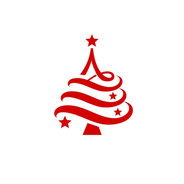 Абстрактне Соснове Дерево Заповнене Контуром Значком Логотипу Зірок Знак Лінії — стоковий вектор