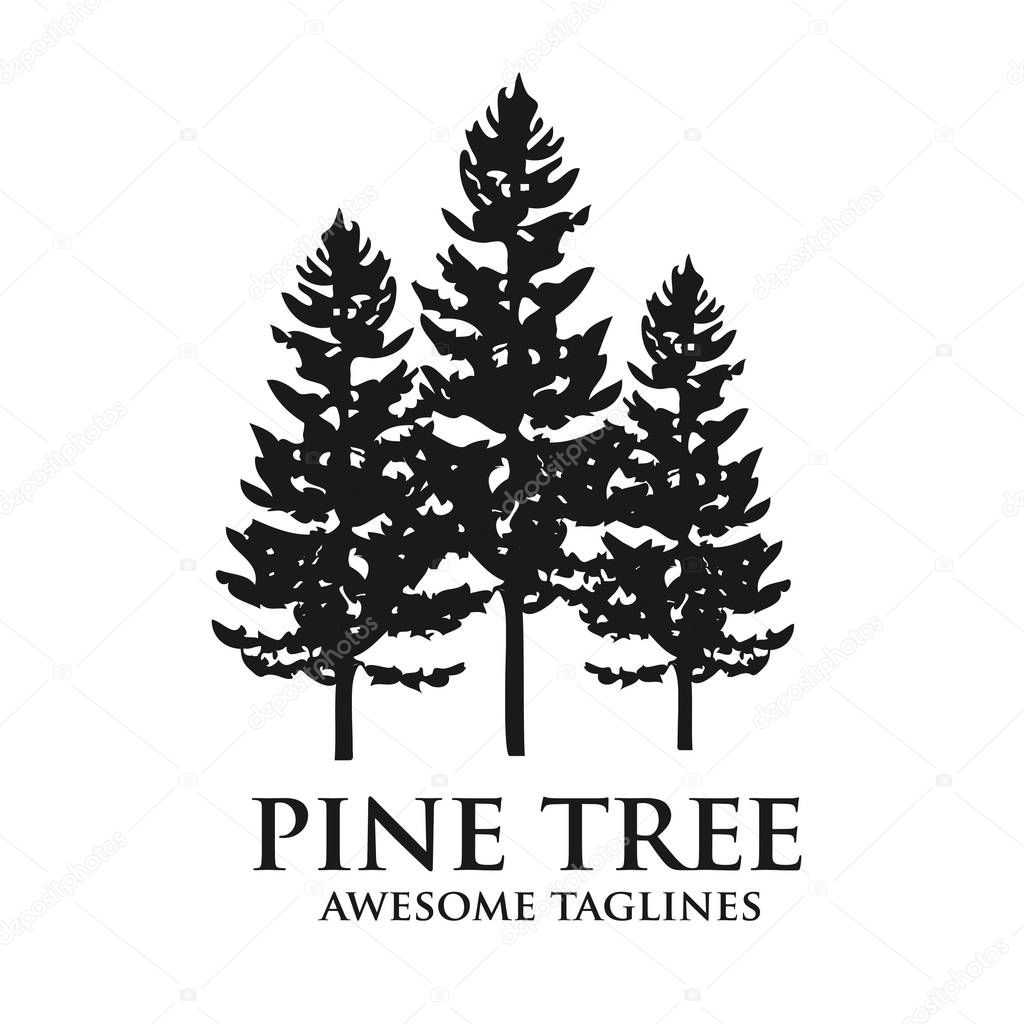 Pine Tree Outdoor Travel Green Silhouette Forest Logo Natural Pine