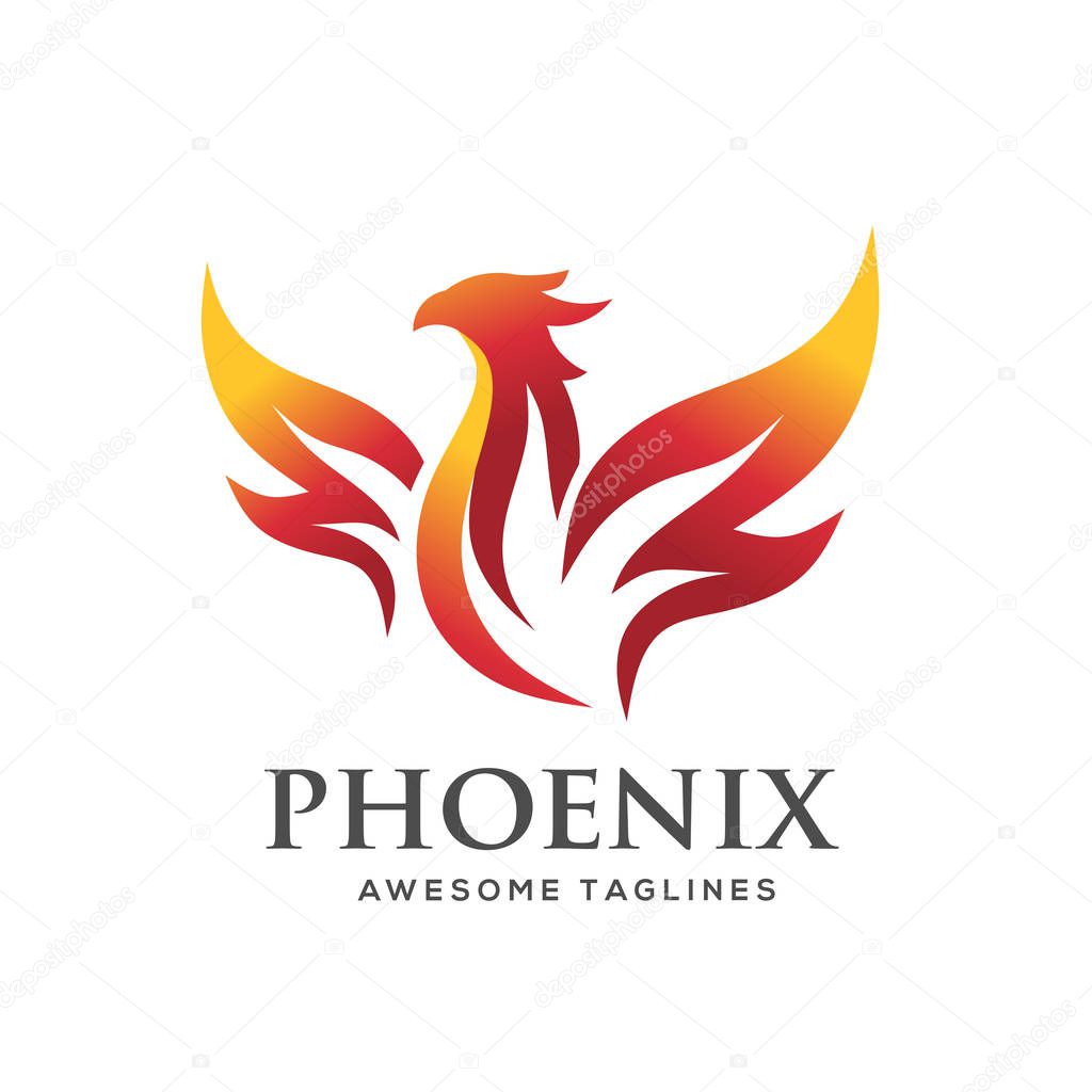 Luxury phoenix logo concept, best phoenix bird logo design, phoenix vector logo,creative logo of mythological bird , a unique bird , a flame born from ashes